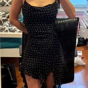 Jessica Simpson Black Polka Dot Mini Dress, Medium